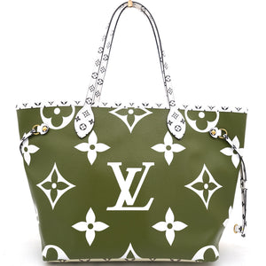Khaki Giant Monogram Canvas Neverfull MM Bag