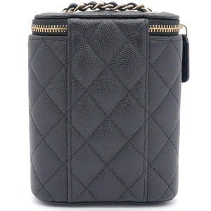 Caviar Quilted Nano Vertical Coco Beauty Vanity Case With Chain Black