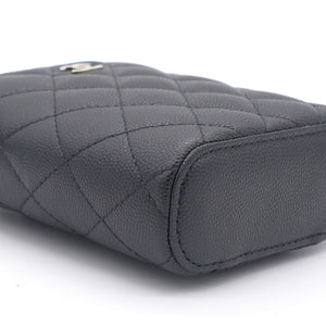Caviar Quilted Nano Vertical Coco Beauty Vanity Case With Chain Black