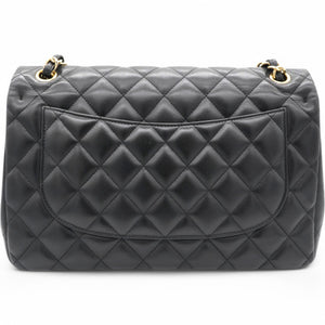 Lambskin Quilted Jumbo Double Flap Black