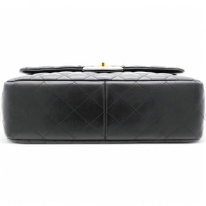 Lambskin Quilted Jumbo Double Flap Black