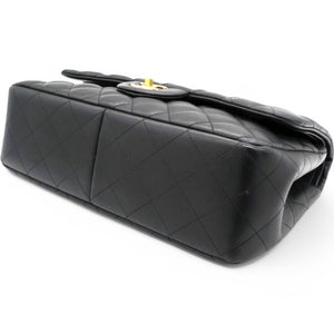 Lambskin Quilted Jumbo Double Flap Black