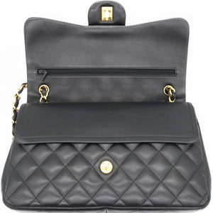 Lambskin Quilted Jumbo Double Flap Black