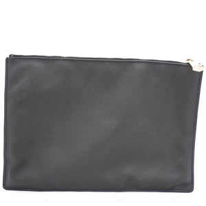 Textured Coated Canvas Madonna Print Large Flat Zip Pouch