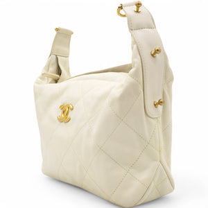 Calfskin Quilted Daily Hobo White