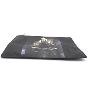 Textured Coated Canvas Madonna Print Large Flat Zip Pouch