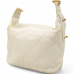 Calfskin Quilted Daily Hobo White