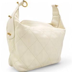 Calfskin Quilted Daily Hobo White