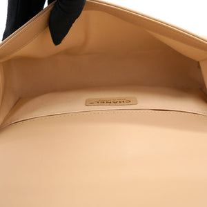 Beige Chevron Leather Medium Boy Flap Bag