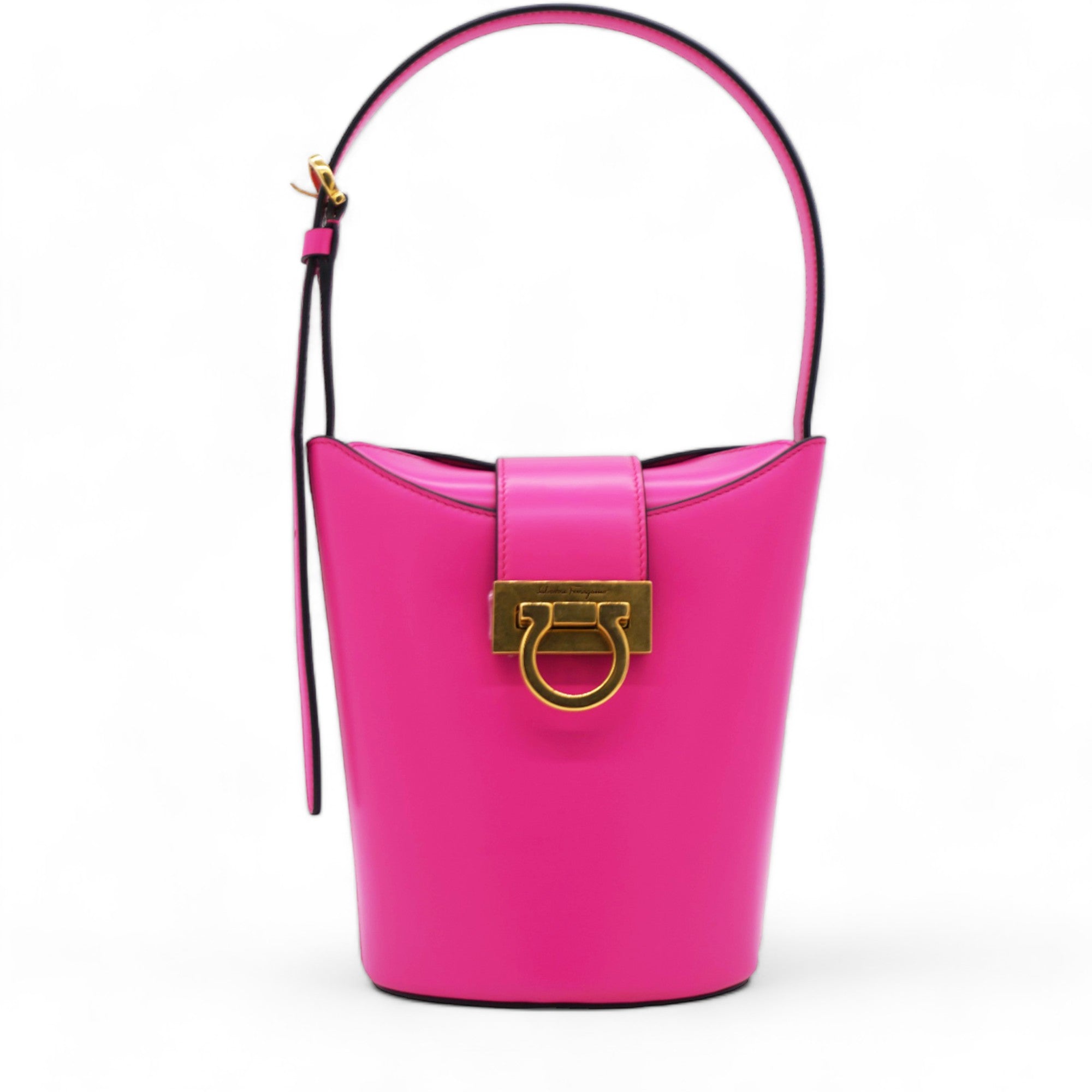 Calfskin Trifolio Bucket Shoulder Bag Hot Pink