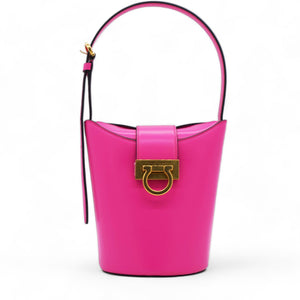 Calfskin Trifolio Bucket Shoulder Bag Hot Pink