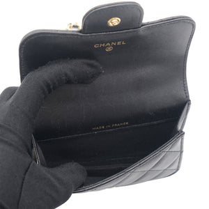 Black Quilted Leather Nano Top Handle Square Classic Flap Bag