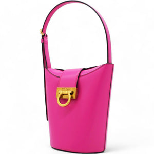 Calfskin Trifolio Bucket Shoulder Bag Hot Pink