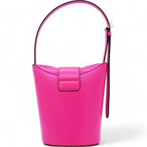 Calfskin Trifolio Bucket Shoulder Bag Hot Pink