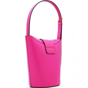 Calfskin Trifolio Bucket Shoulder Bag Hot Pink