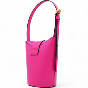 Calfskin Trifolio Bucket Shoulder Bag Hot Pink