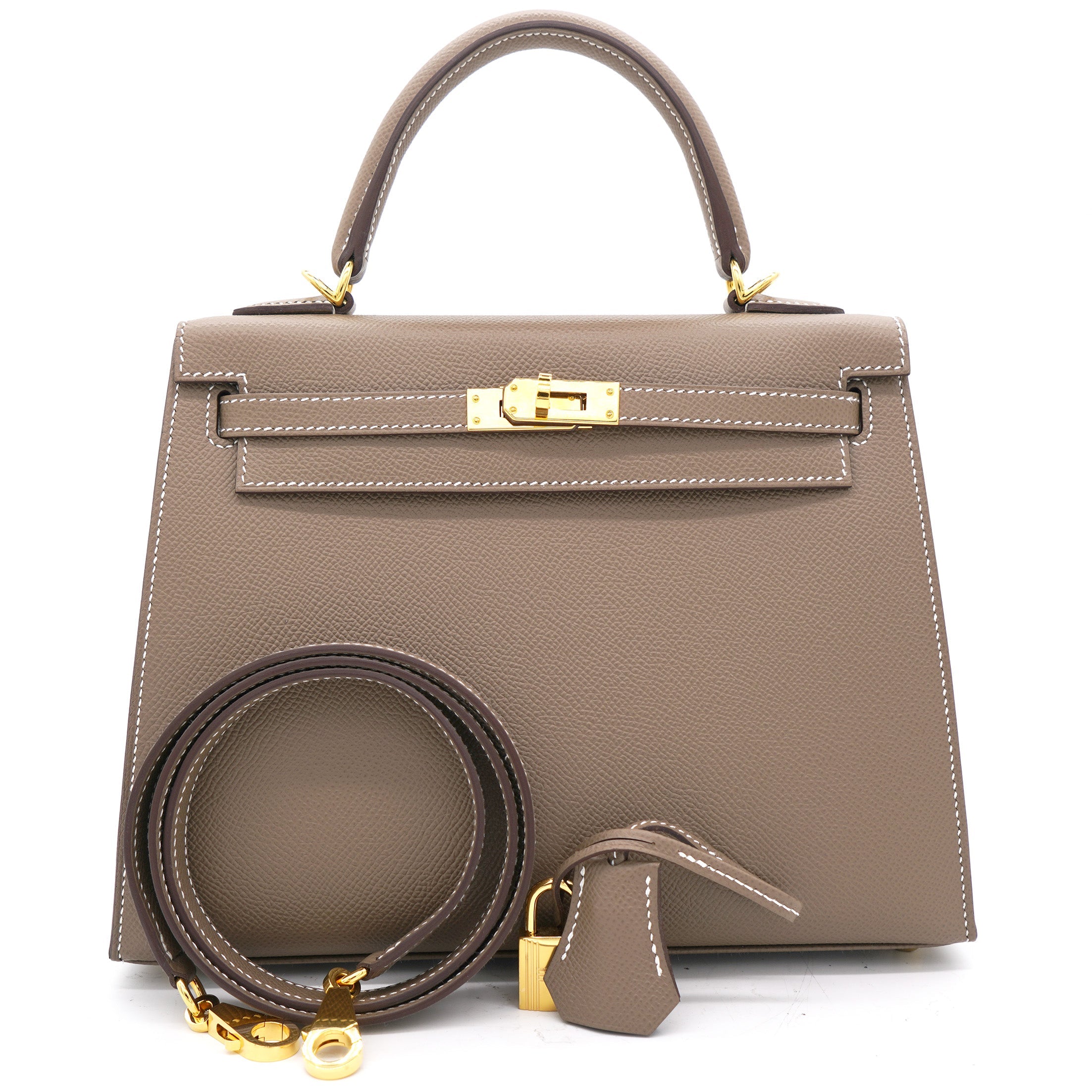 Etoupe Epsom Leather Gold Hardware Kelly 25 Bag