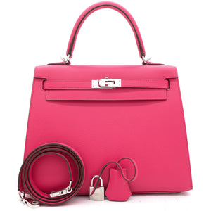 Pink Epsom Leather Palladium Hardware Kelly 25 Bag