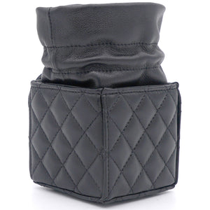 Lambskin Quilted Nano Cube Drawstring Bag Black