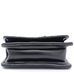 Lambskin Quilted Nano Flap Bag with button details Black