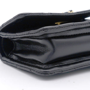 Lambskin Quilted Nano Flap Bag with button details Black