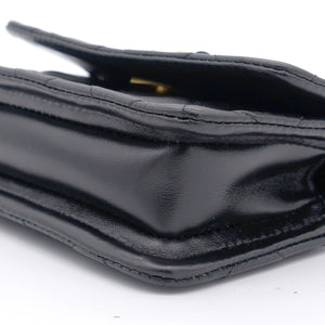 Lambskin Quilted Nano Flap Bag with button details Black