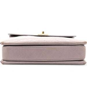 Chevron Quilted Statement Flap Purple Grey