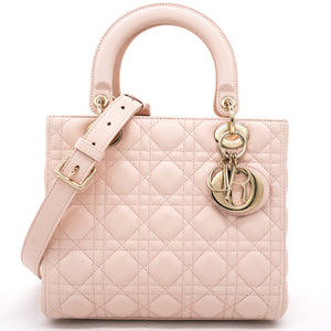 Light Pink Cannage Leather Medium Lady Dior Tote 2018