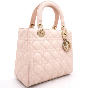 Light Pink Cannage Leather Medium Lady Dior Tote 2018