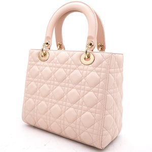 Light Pink Cannage Leather Medium Lady Dior Tote 2018