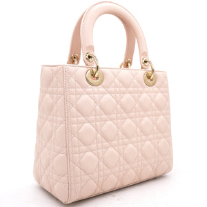 Light Pink Cannage Leather Medium Lady Dior Tote 2018