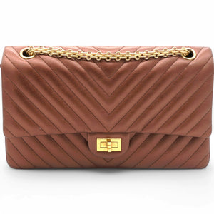 Metallic Chevron Quilted 2.55 Reissue 226 Flap Gold