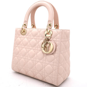 Light Pink Cannage Leather Medium Lady Dior Tote 2018