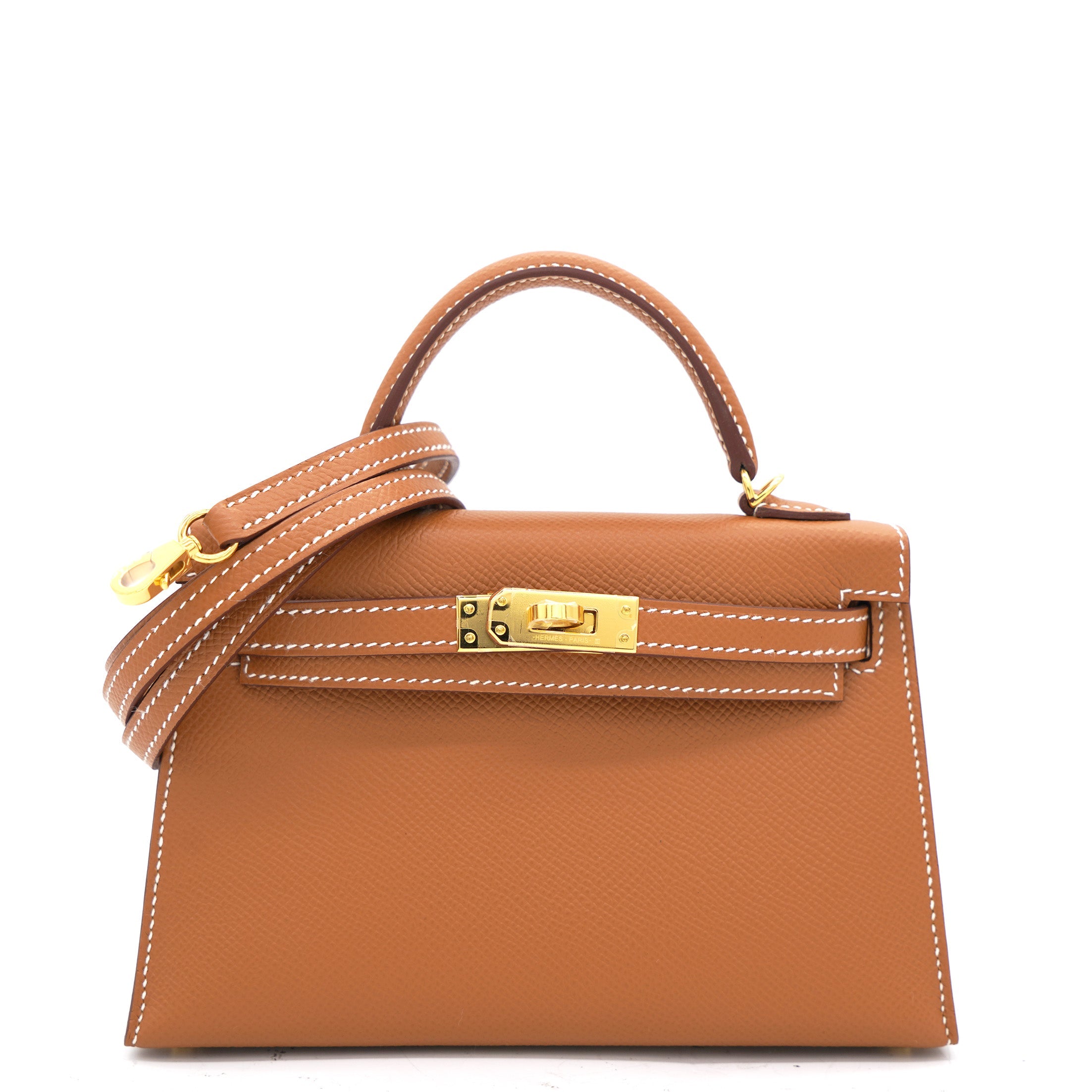 Gold Epsom Leather Gold Hardware Mini II Kelly Bag