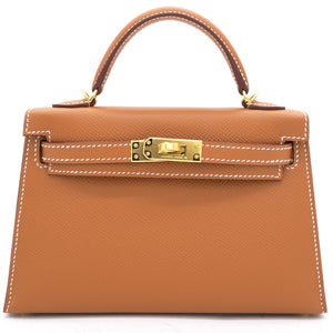 Gold Epsom Leather Gold Hardware Mini II Kelly Bag