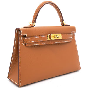 Gold Epsom Leather Gold Hardware Mini II Kelly Bag