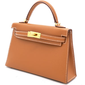 Gold Epsom Leather Gold Hardware Mini II Kelly Bag