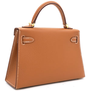 Gold Epsom Leather Gold Hardware Mini II Kelly Bag