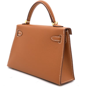 Gold Epsom Leather Gold Hardware Mini II Kelly Bag
