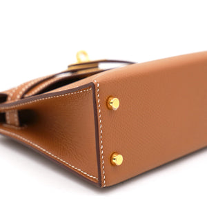 Gold Epsom Leather Gold Hardware Mini II Kelly Bag