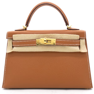 Gold Epsom Leather Gold Hardware Mini II Kelly Bag