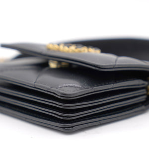 Black Quilted Lambskin Leather 19 Card Holder with Chain