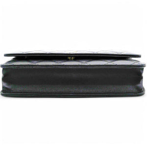 Lambskin Quilted Wallet On Chain WOC Black Microchip