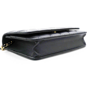 Lambskin Quilted Wallet On Chain WOC Black Microchip