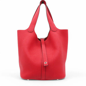 Taurillon Clemence Picotin Lock 22 MM Rouge Casaque