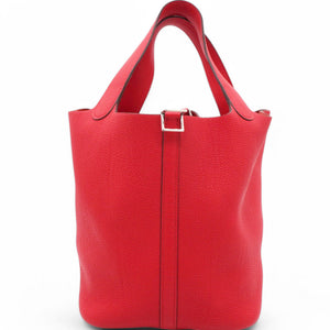 Taurillon Clemence Picotin Lock 22 MM Rouge Casaque