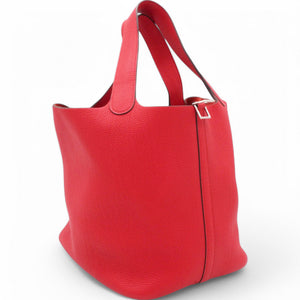 Taurillon Clemence Picotin Lock 22 MM Rouge Casaque