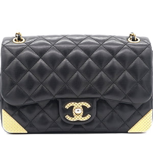 Calfskin Quilted Mini Rectangular Flap Black