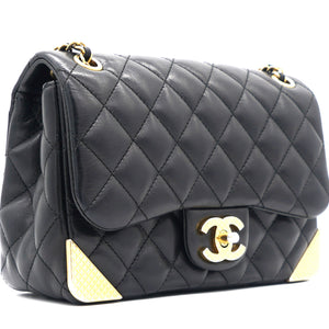 Calfskin Quilted Mini Rectangular Flap Black