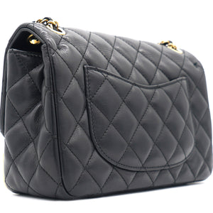Calfskin Quilted Mini Rectangular Flap Black